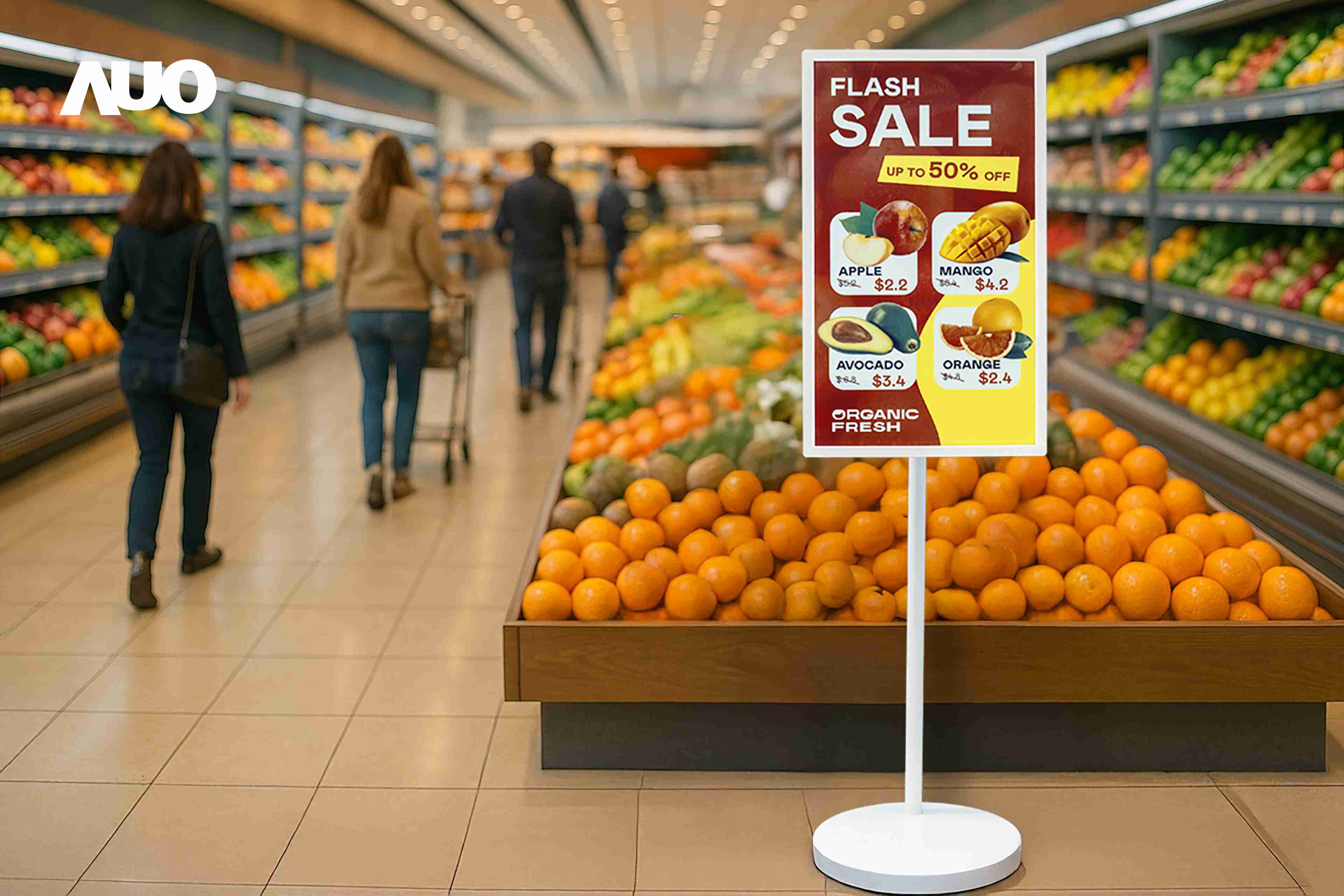 达擎首亮相低功耗、、全彩的〝aecoPost电子纸解决方案〞，，，仅在更新画面时需要微量的电力驱动，，，，无需布建电线的便捷设计，，，，使其可灵活应用、、、随意置放，，，，并可透过云端或行动装置app，，，，轻松管理及排程广告内容，，晋升店头营销利器。。。